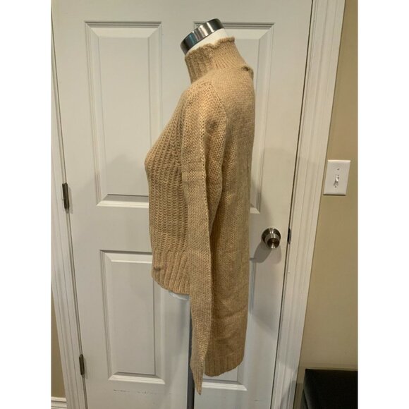 Project Naadam Camel Open Knit Turtleneck Sweater/Short Poncho, Size XS, NWT! - Picture 5 of 10